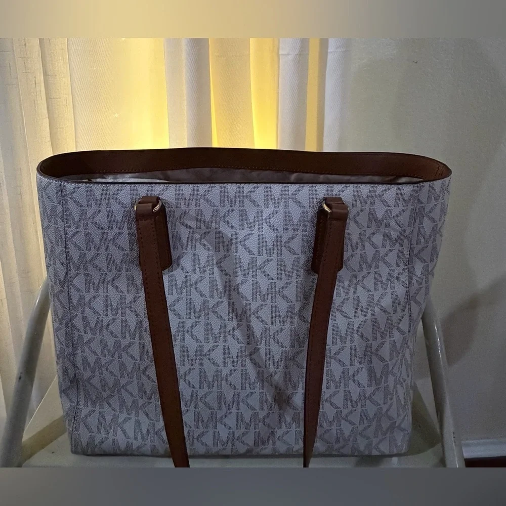 Michael Kors Tan and Cream Logo Tote